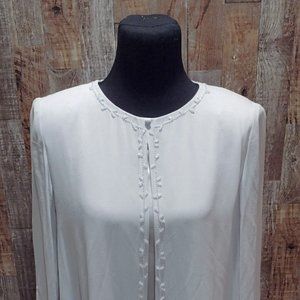 KAY UNGER NEW YORK BEADED SILVER 100% SILK WOMENS MOTHER OF BRIDE DRESS SZ 10